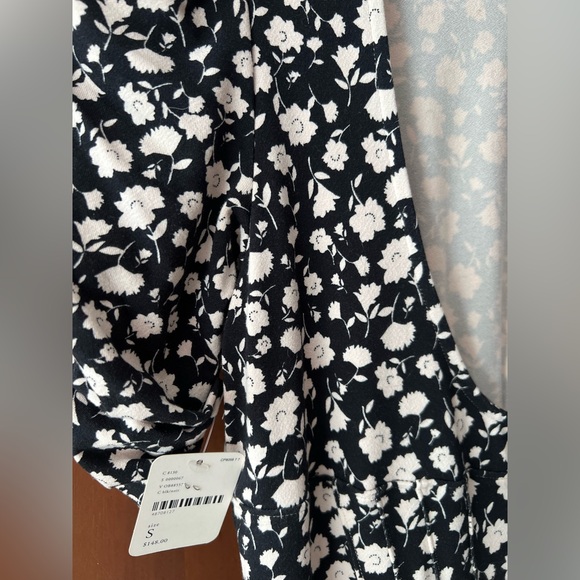 Free People Rosie Midi Dress Black White Floral Puff Sleeve Open Back Small NWT - Picture 5 of 16